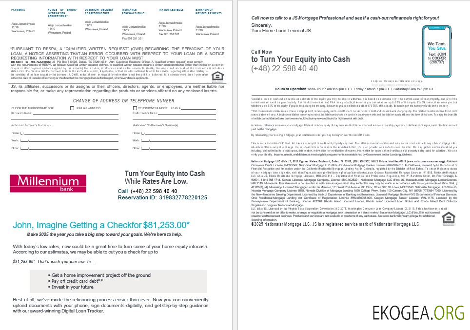 Pologne Relevé hypothécaire de la banque Millennium aux formats Word et PDF 3 , 4